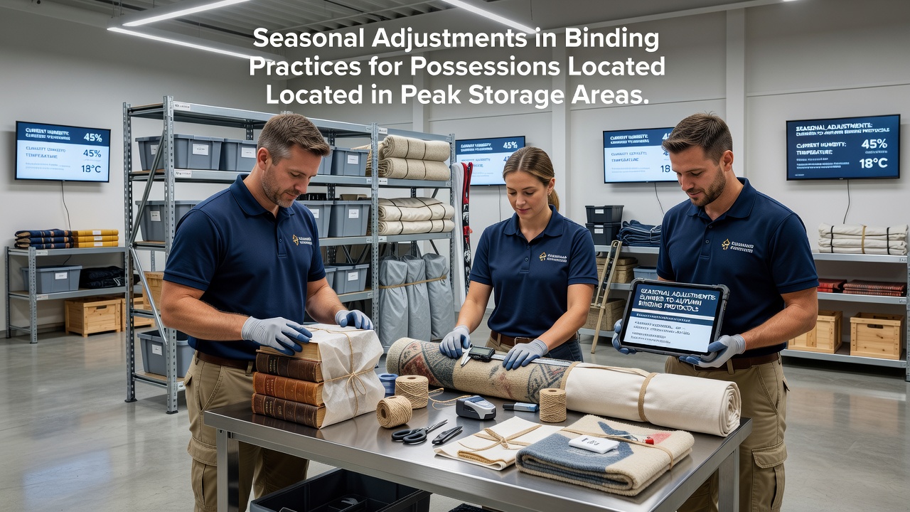 Mid-article view of adjusted bindings on stored items in a peak area with seasonal tools visible